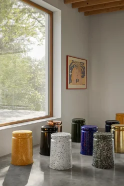 Taburete Last Ø32x44 cm, Green-pink splatter