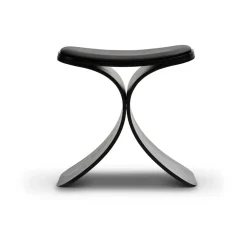 Taburete Luno 48×28×72 cm, Roble negro-cuero negro