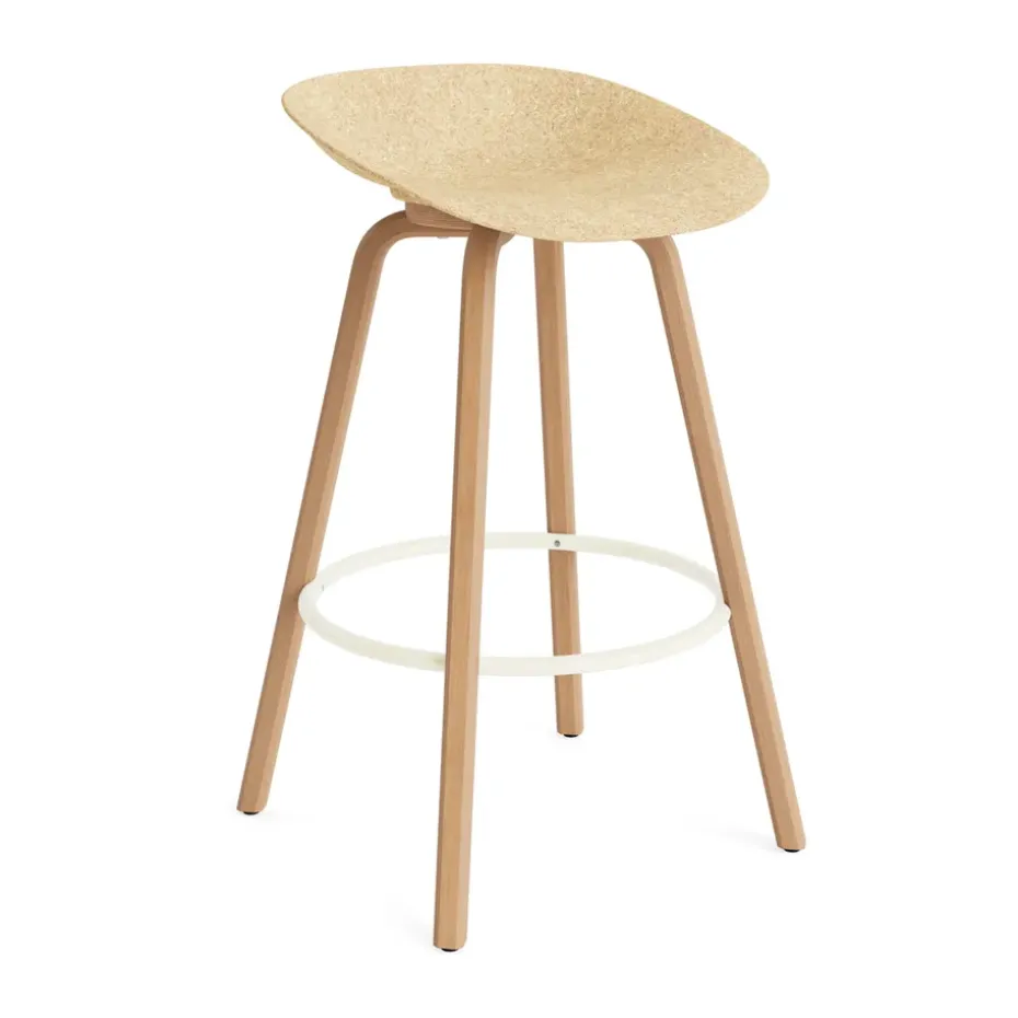 Taburete Mat Barstool 75 cm, Hemp-beech-cream steel