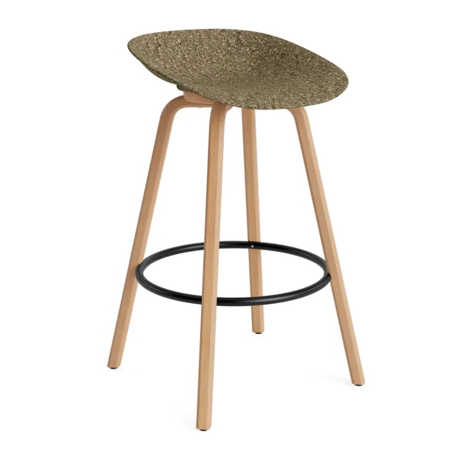 Taburete Mat Barstool 75 cm, Seaweed-beech-black steel