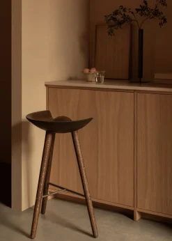 Taburete ML42 77 cm, Roble tratado con aceite marrón-acero