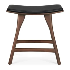 Taburete Osso , Teca-cuero negro