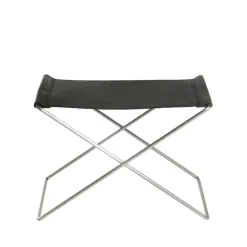 Taburete OX Stool, cuero negro, acero inoxidable