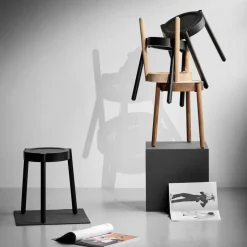 Taburete Pal, roble negro