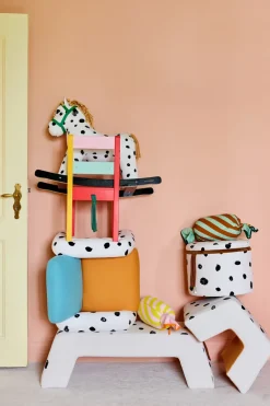 Taburete Pippi, Blanco-naranja