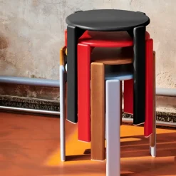 Taburete Rey Ø46,5x46 cm, marrón siena umbra