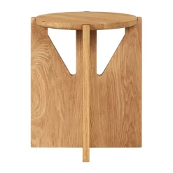 Taburete Simple Ø36 cm, Roble lacado en tono cálido