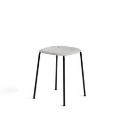 Taburete Soft Edge 70, soft grey, estructura de acero negra