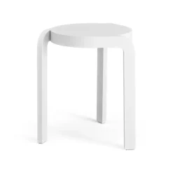 Taburete Spin H44 cm, Fresno blanco vidriado