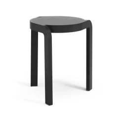 Taburete Spin H44 cm, Fresno vidriado negro