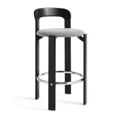 Taburete tapizado Rey Low, Steelcut trio 124 negro profundo