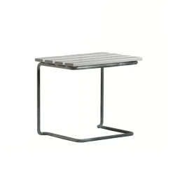 Taburete/reposapiés A3, Roble lacado blanco-galvanizado en caliente