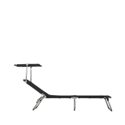 Tumbona de sol Amigo Top, Tela textaline black, estructura de aluminio, techo solar