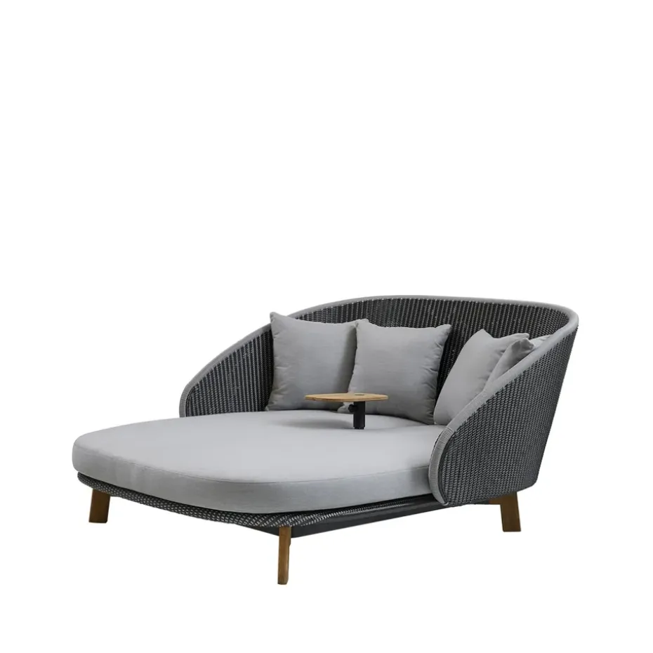 Tumbona Peacock Weave, Cane-Line Natté grey/light grey, incl. cojines gris claro & mesa