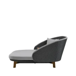 Tumbona Peacock Weave, Cane-Line Natté grey/light grey, incl. cojines gris claro & mesa