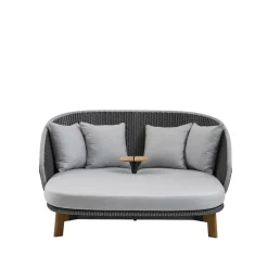 Tumbona Peacock Weave, Cane-Line Natté grey/light grey, incl. cojines gris claro & mesa