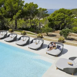 Tumbona Peacock Weave, Cane-Line Natté grey/light grey, incl. cojines gris claro & mesa