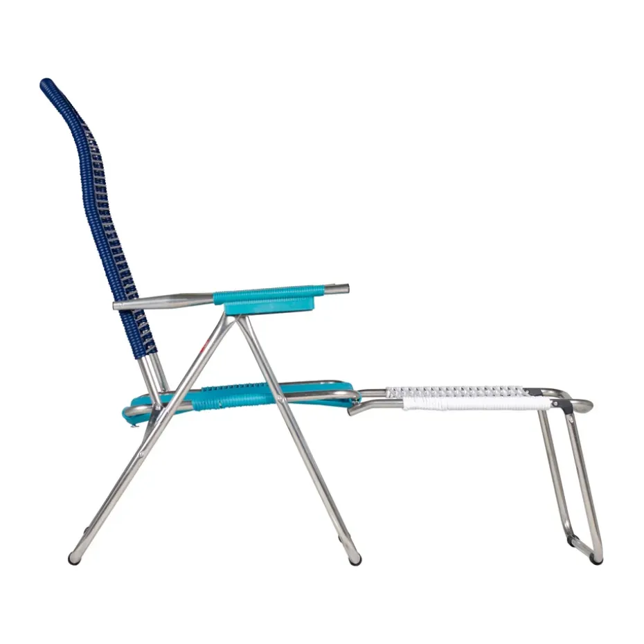 Tumbona Spaghetti con reposapiés, Multi, azul