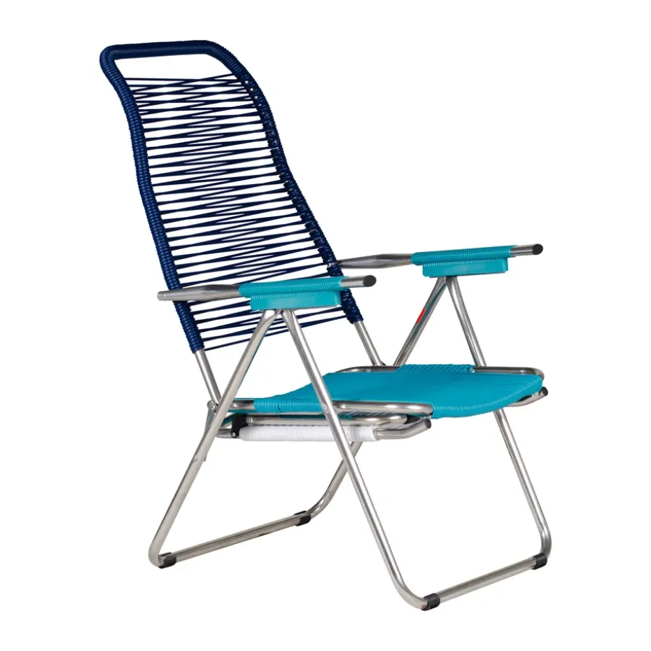 Tumbona Spaghetti con reposapiés, Multi, azul
