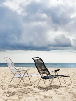 Tumbona Spaghetti con reposapiés, Negro