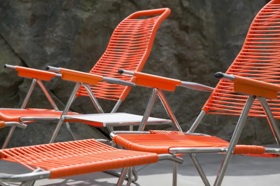 Tumbona Spaghetti con reposapiés, Orange