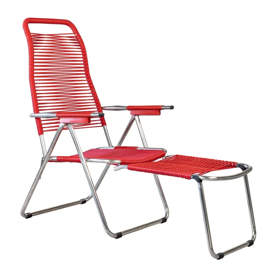 Tumbona Spaghetti con reposapiés, Rojo