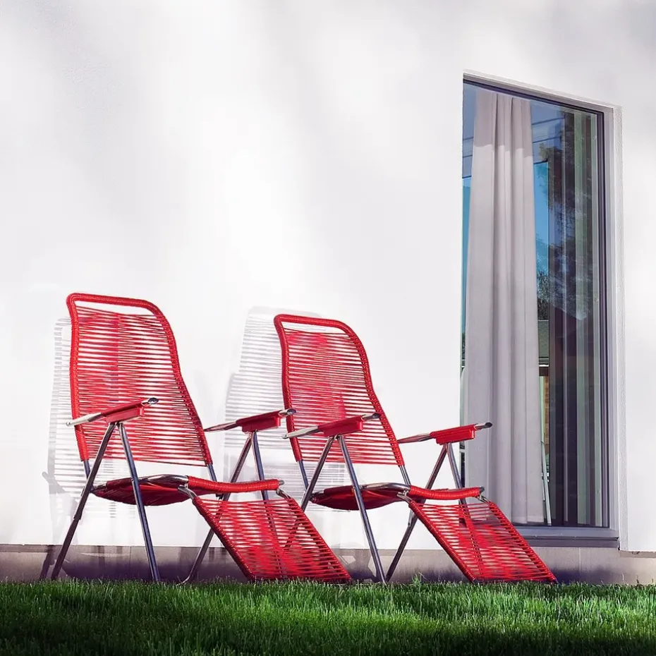 Tumbona Spaghetti con reposapiés, Rojo