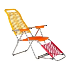 Tumbona Spaghetti con reposapiés, Multi, amarillo