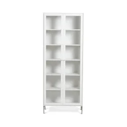 Vitrina Volt 190 cm lacado blanco, Detalles en acero inoxidable