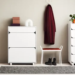 Zapatero Vidja, Lacado blanco, 2 compartimentos+1 låda